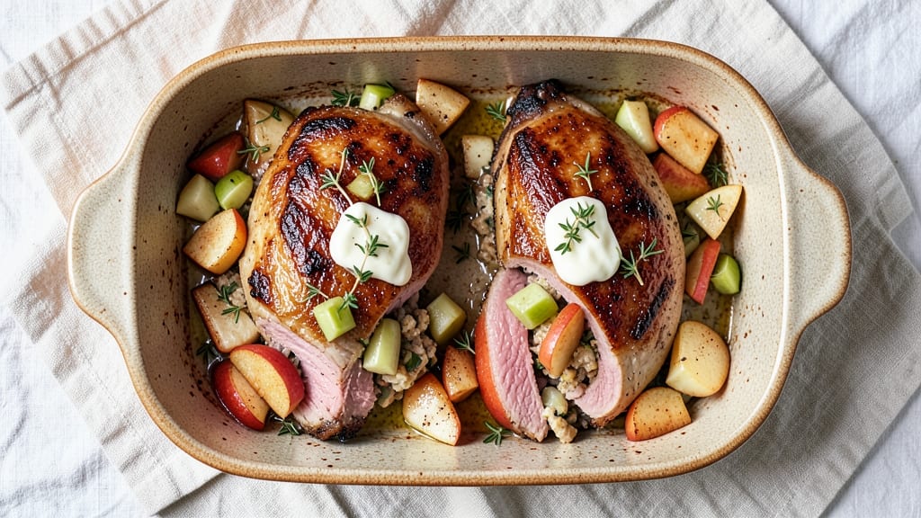 Baked Apple Stuffed Pork Chops Recipe: Sweet-Tart Filling That Caramelizes Meat