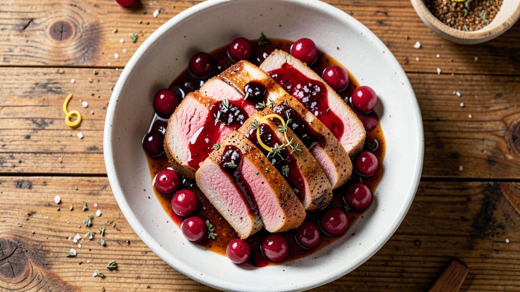 Cranberry Dijon Pork Loin With Apple Cider Glaze Recipe: Deep Caramelized Gloss and Celery-Pepper Crunch