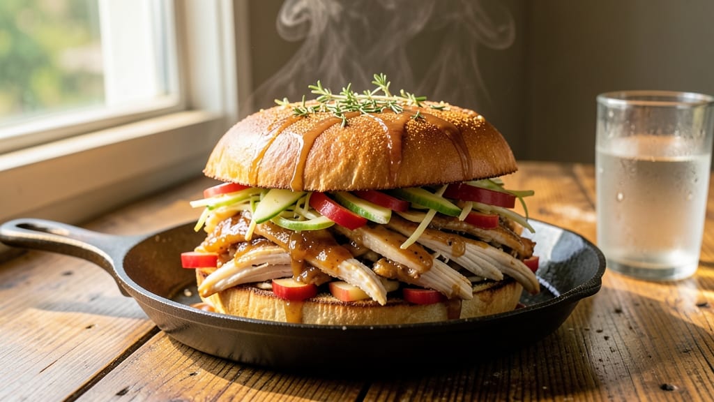 Slow Cooker Apple Cider Pulled Chicken Sandwiches Recipe: Fall-Apart Tenderness with Celery-Pepper Crunch