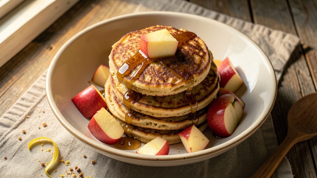 Apple Fritter Pancakes Recipe: Apple-Cinnamon Streusel Stacks With Caramelized Edges