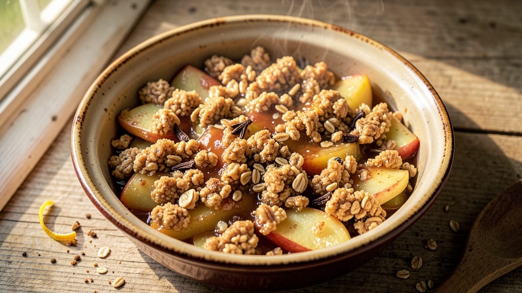 Slow Cooker Apple Oatmeal Crisp Recipe: Warm Spiced Topping Over Creamy Apple Filling