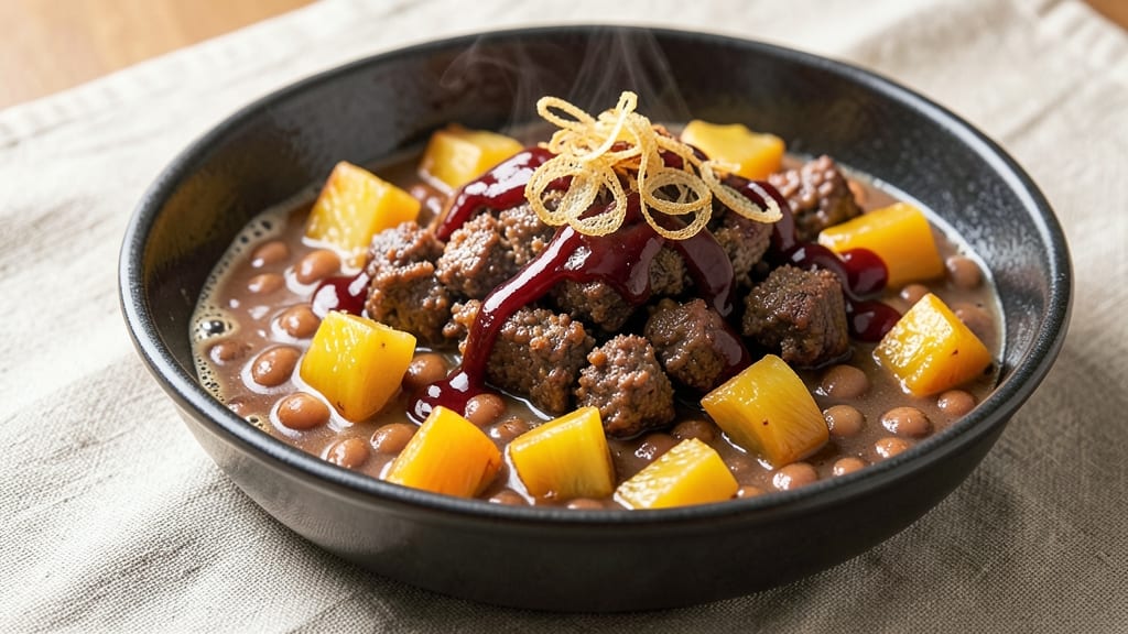 Baked Beans with Ground Beef and Pineapple Recipe: Tropical-Sweet One-Pan Meal