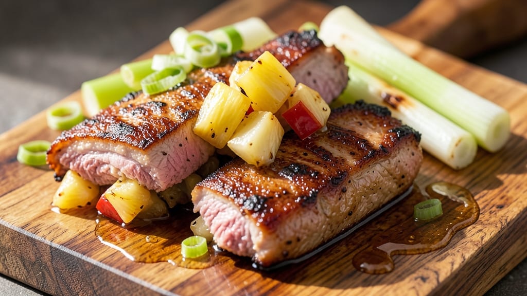 Pineapple Stuffed Pork Chops Recipe: Tropical Glaze and Celery Crunch Fusion