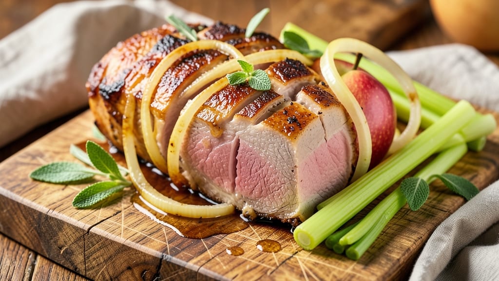Apple Stuffed Boneless Pork Loin Roast Recipe: Celery-Pepper Crunch Locks in Juicy Sweetness