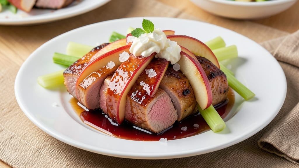Apple Glazed Pork Tenderloin Recipe: Celery-Crusted Glaze with Caramelized Apple Bites