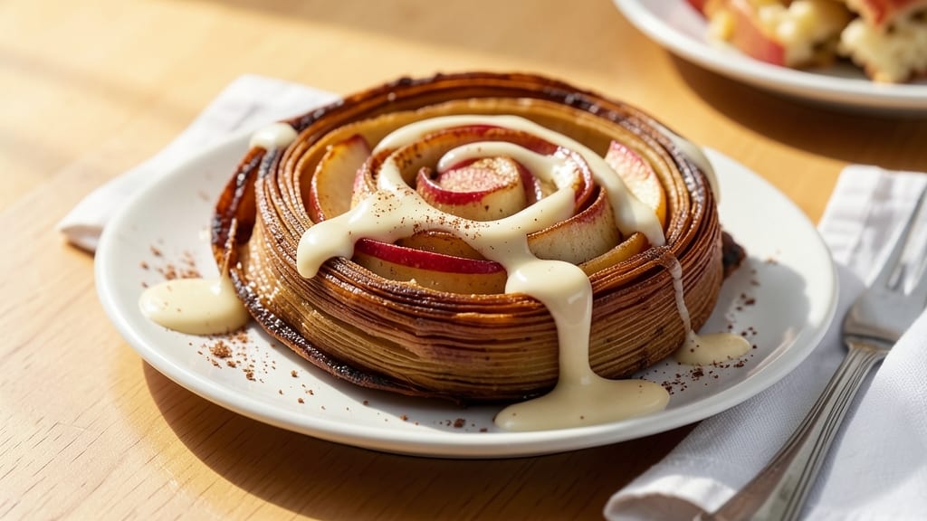 German Apple Strudel Recipe With Vanilla Sauce: Flaky Layers Hugging Warm Spice and Vanilla Drizzle