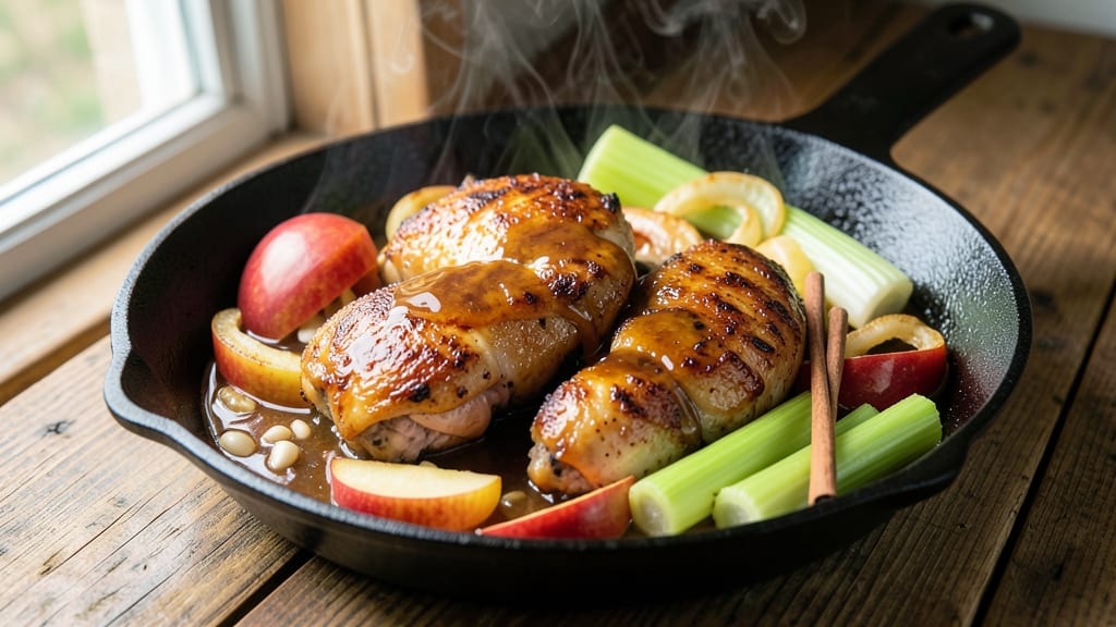 Skillet Apple Cider Chicken Recipe: Spiced Braise With Celery Crunch