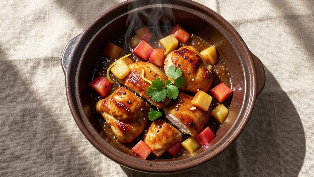 Slow Cooker Pineapple Brown Sugar Chicken Recipe: Sticky Caramelized Bites with Celery Pepper Crunch