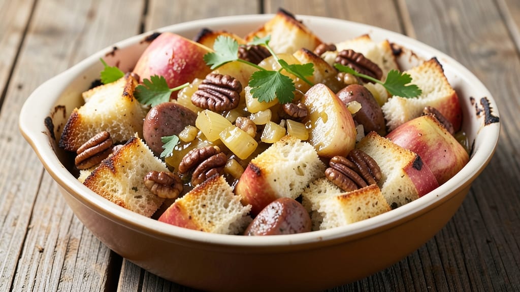 Apple Walnut Sausage Stuffing Recipe: Crispy Celery and Toasted Nut Crunch Fusion
