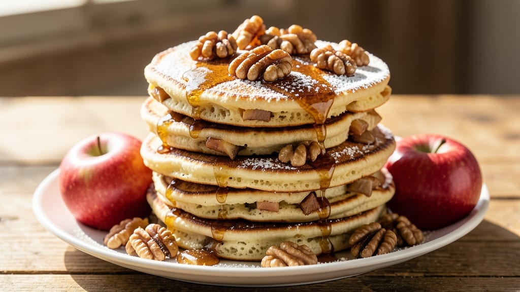 Apple Walnut Pancakes Recipe: Fluffy Stacks With Nutty Crunch and Caramelized Apple Bites