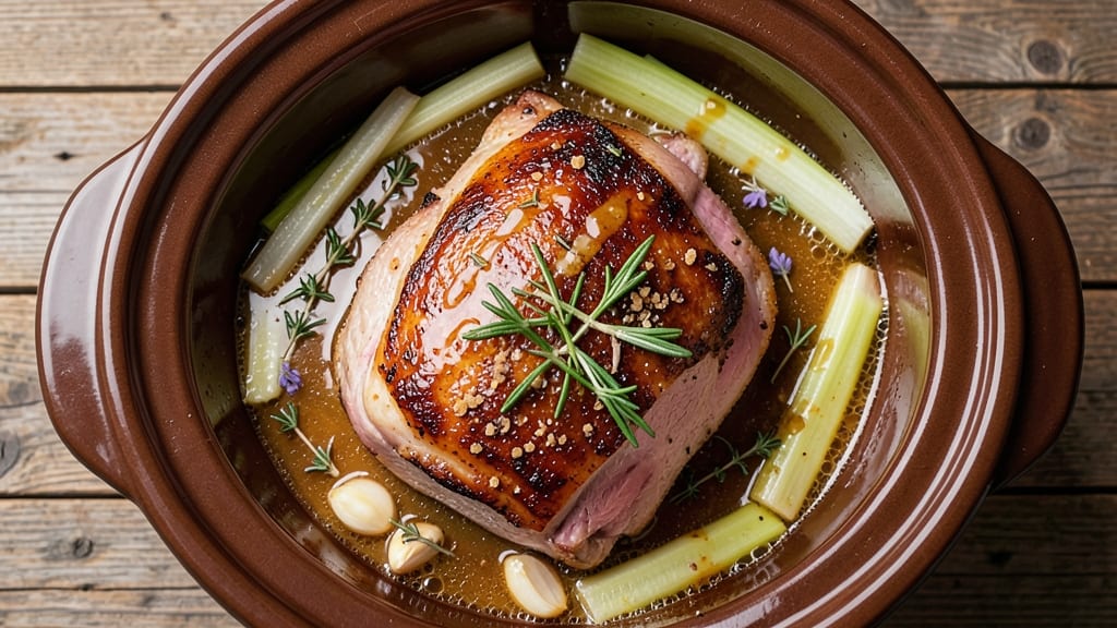 Apple Cider Slow Cooker Pork Roast Recipe: Crisp Celery Crust Meets Sweet Apple Glaze